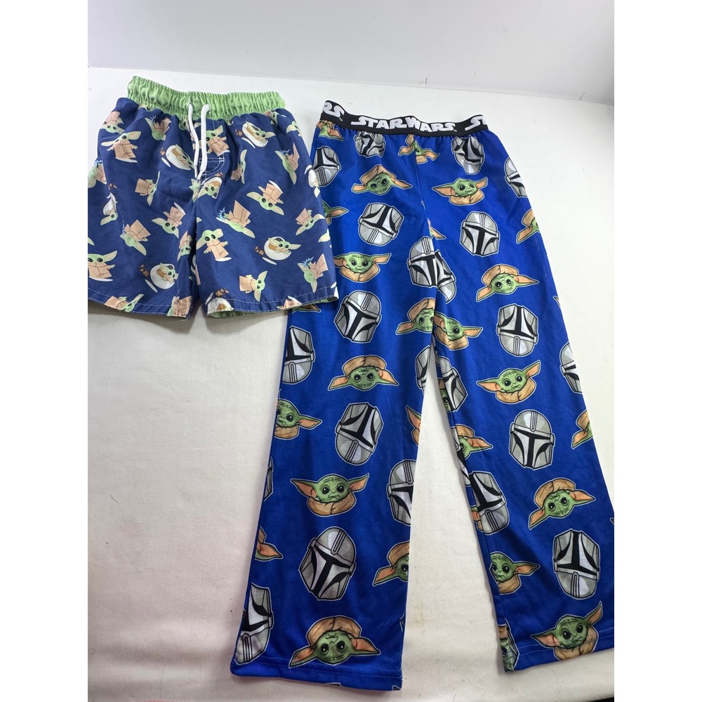 Star Wars Bundle 5T 6/8 Grogu Swim‎ Trunks Mandalorian Pajama Pants 2pc Set Top